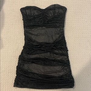 Black Lucy in the Sky Dress with Silver Polka Dots